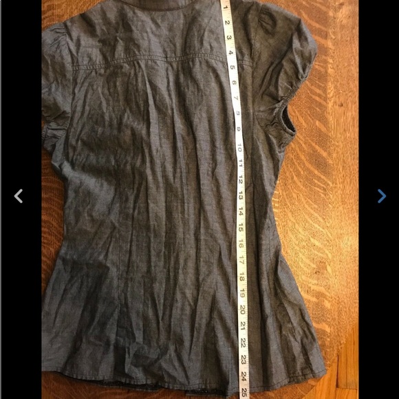 Maurices Gray Chambray Ruffle Button Down Blouse - Picture 6 of 6